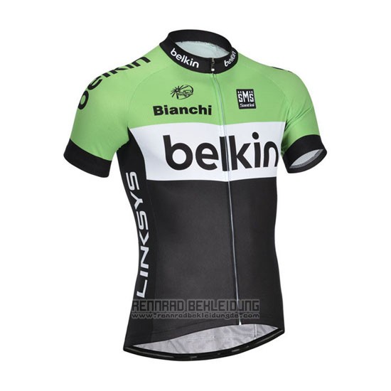 2014 Fahrradbekleidung Belkin Grun und Shwarz Trikot Kurzarm und Tragerhose